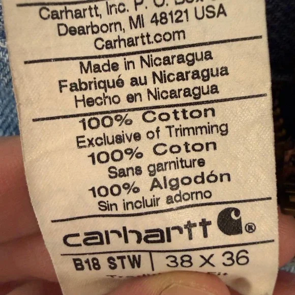 Carhartt B18 STW Traditional Fit Straight Leg Denim Jeans Blue 38x36 Mens - Picture 3 of 5